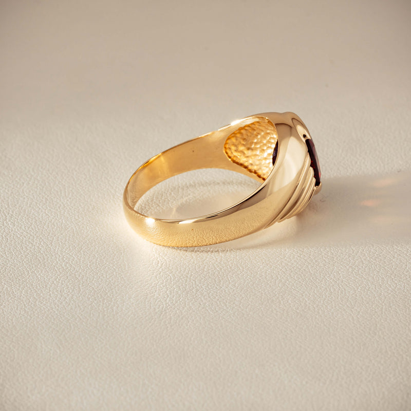 Deja Vu 9ct Yellow Gold 5.00ct Oval Garnet Mens Ring - Ring - Walker & Hall