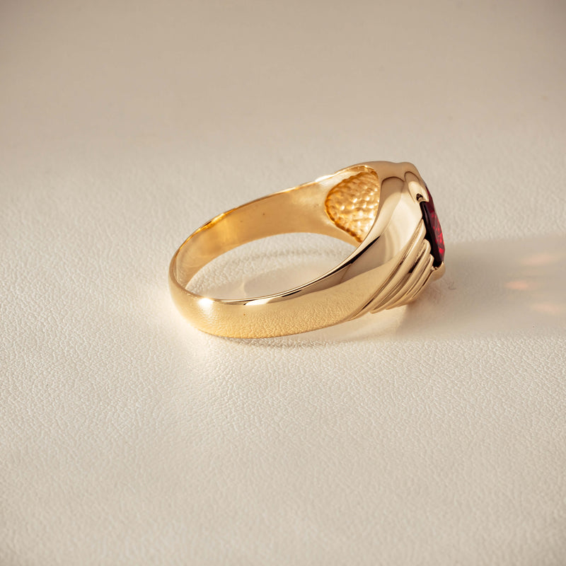 Deja Vu 9ct Yellow Gold 5.00ct Oval Garnet Mens Ring - Ring - Walker & Hall