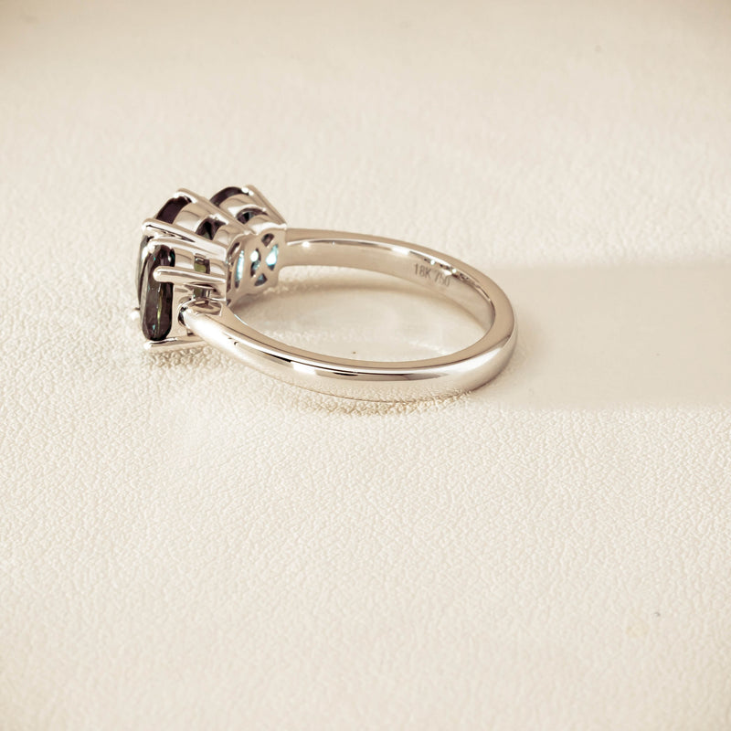 18ct White Gold 4.31ct Green Sapphire Odyssey Ring - Ring - Walker & Hall
