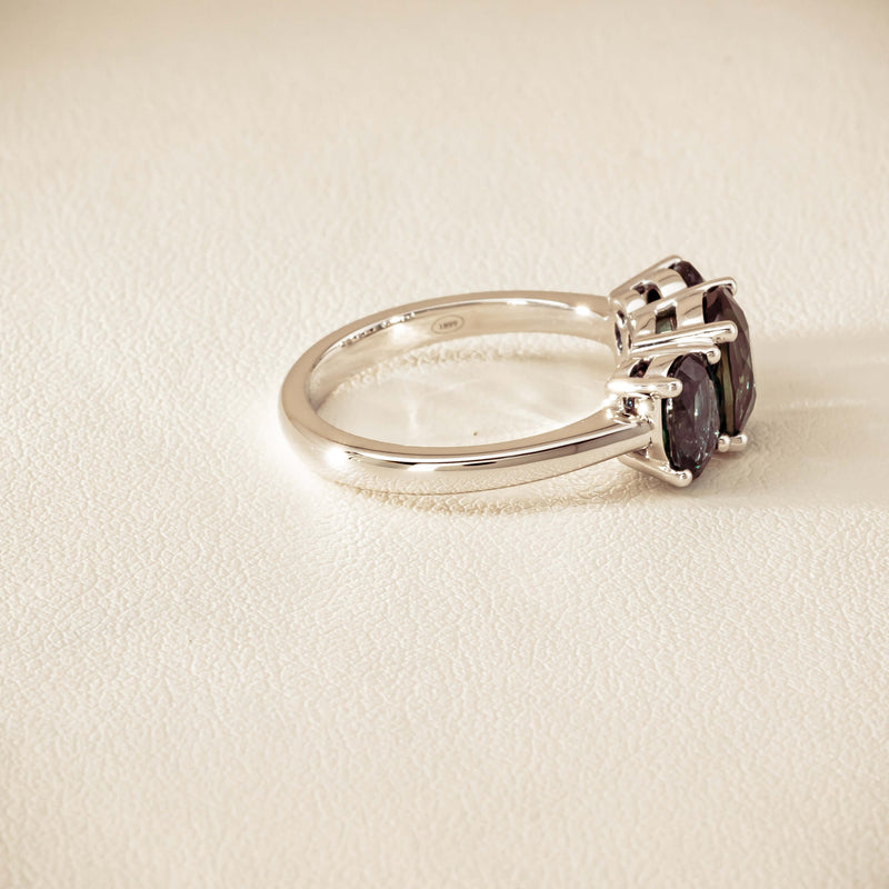 18ct White Gold 4.31ct Green Sapphire Odyssey Ring - Ring - Walker & Hall