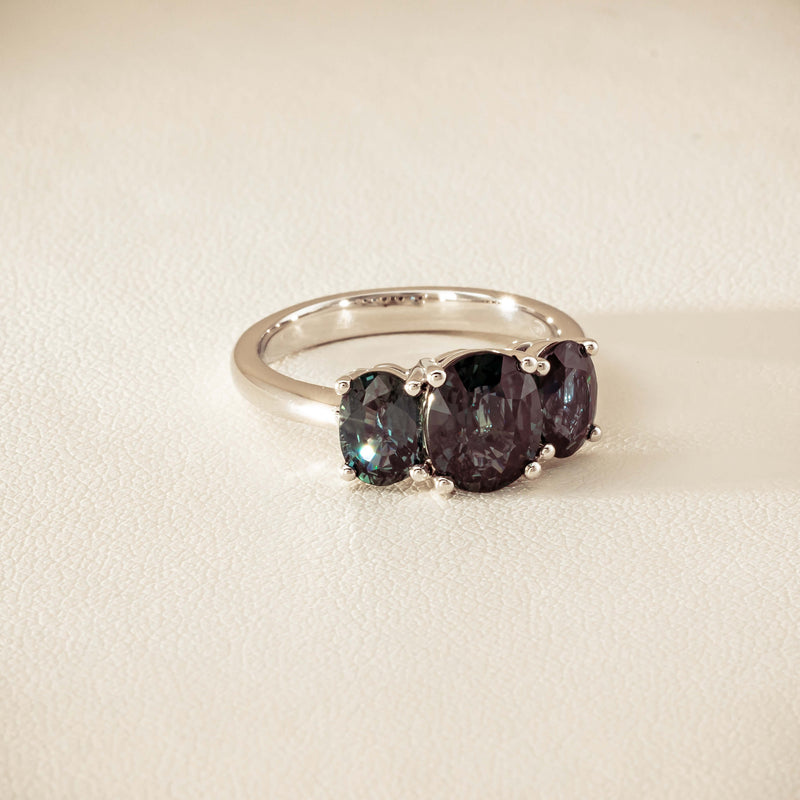 18ct White Gold 4.31ct Green Sapphire Odyssey Ring - Ring - Walker & Hall
