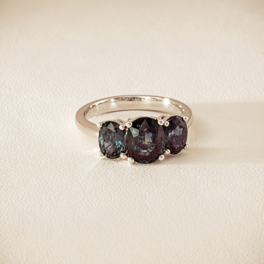 18ct White Gold 4.31ct Green Sapphire Odyssey Ring - Ring - Walker & Hall