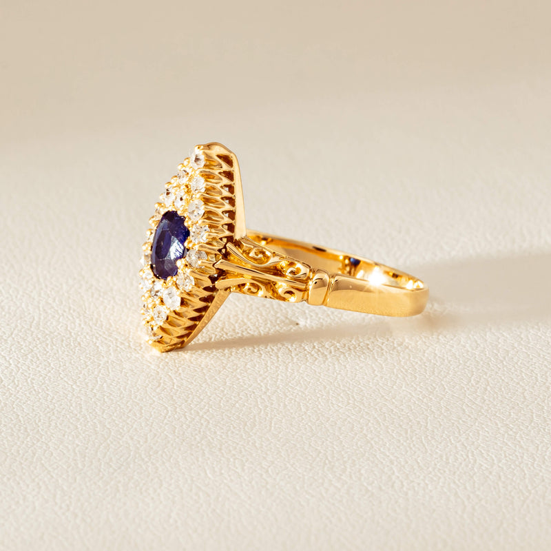 Deja Vu 18ct Yellow Gold .50ct Sapphire Marquise Ring - Ring - Walker & Hall