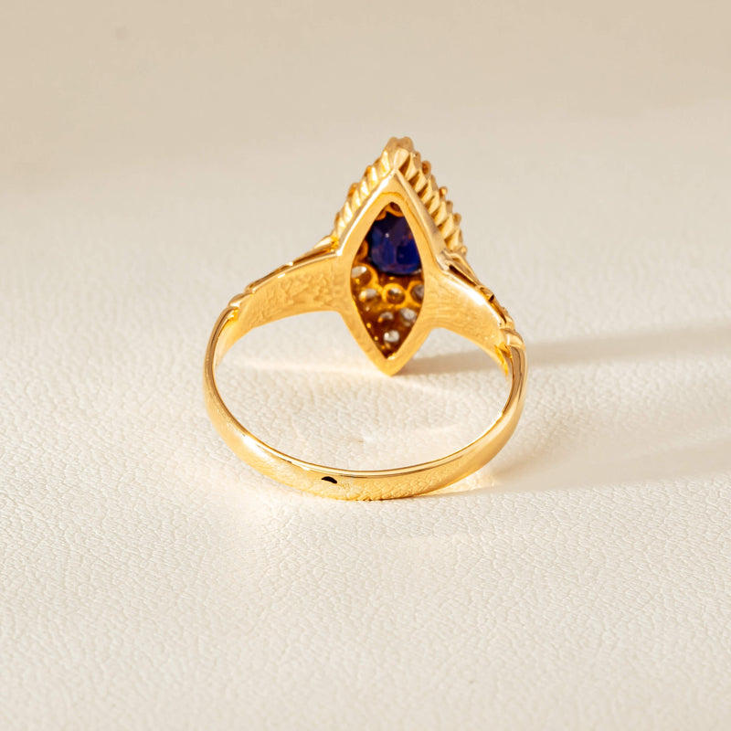 Deja Vu 18ct Yellow Gold .50ct Sapphire Marquise Ring - Ring - Walker & Hall