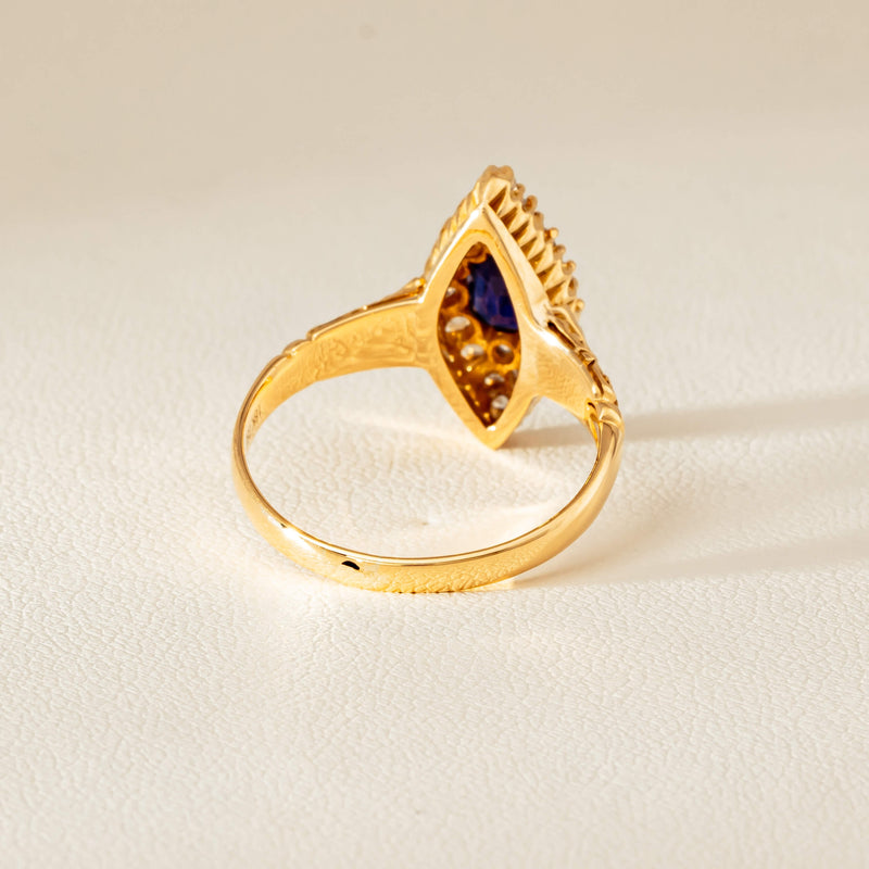 Deja Vu 18ct Yellow Gold .50ct Sapphire Marquise Ring - Ring - Walker & Hall