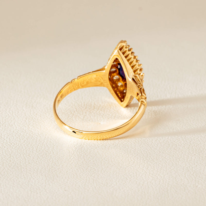 Deja Vu 18ct Yellow Gold .50ct Sapphire Marquise Ring - Ring - Walker & Hall