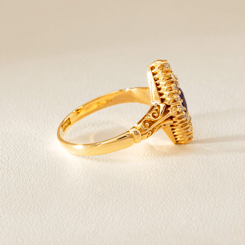 Deja Vu 18ct Yellow Gold .50ct Sapphire Marquise Ring - Ring - Walker & Hall