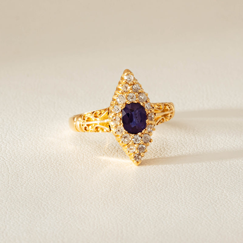 Deja Vu 18ct Yellow Gold .50ct Sapphire Marquise Ring - Ring - Walker & Hall