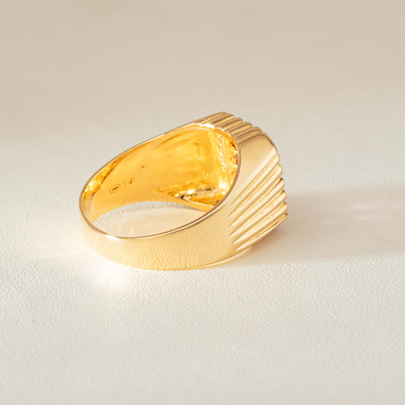 Deja Vu 18ct Yellow Gold Pink Sapphire Diamond Signet Ring - Ring - Walker & Hall