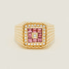 Deja Vu 18ct Yellow Gold Pink Sapphire Diamond Signet Ring - Ring - Walker & Hall