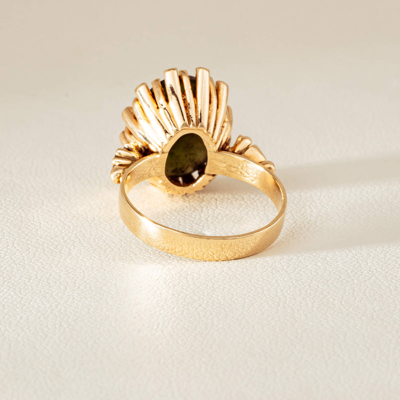 Vintage 9ct Yellow Gold Oval Greenstone Ring - Ring - Walker & Hall