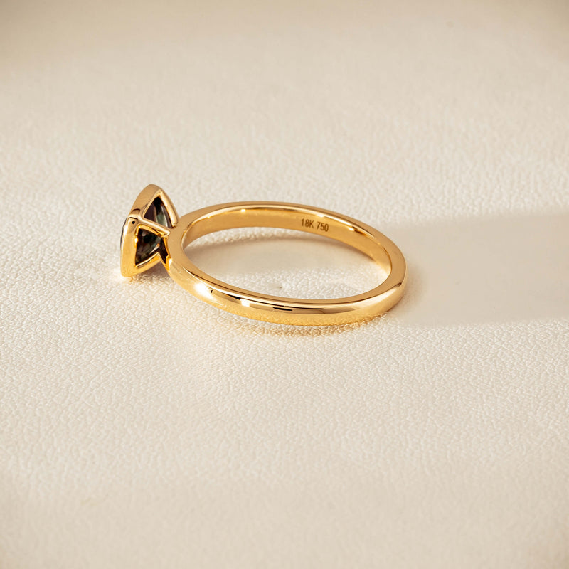 18ct Yellow Gold 1.23ct Teal Sapphire Rubover Set Ring - Ring - Walker & Hall