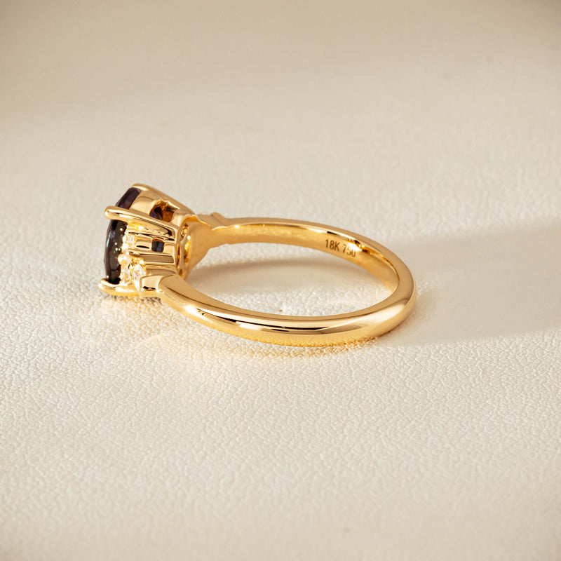 18ct Yellow Gold 2.20ct Green Sapphire & Diamond Oriana Ring