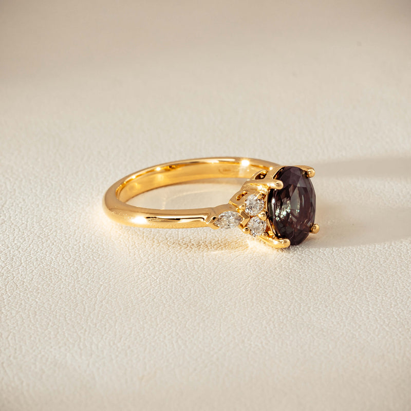 18ct Yellow Gold 2.20ct Green Sapphire & Diamond Oriana Ring