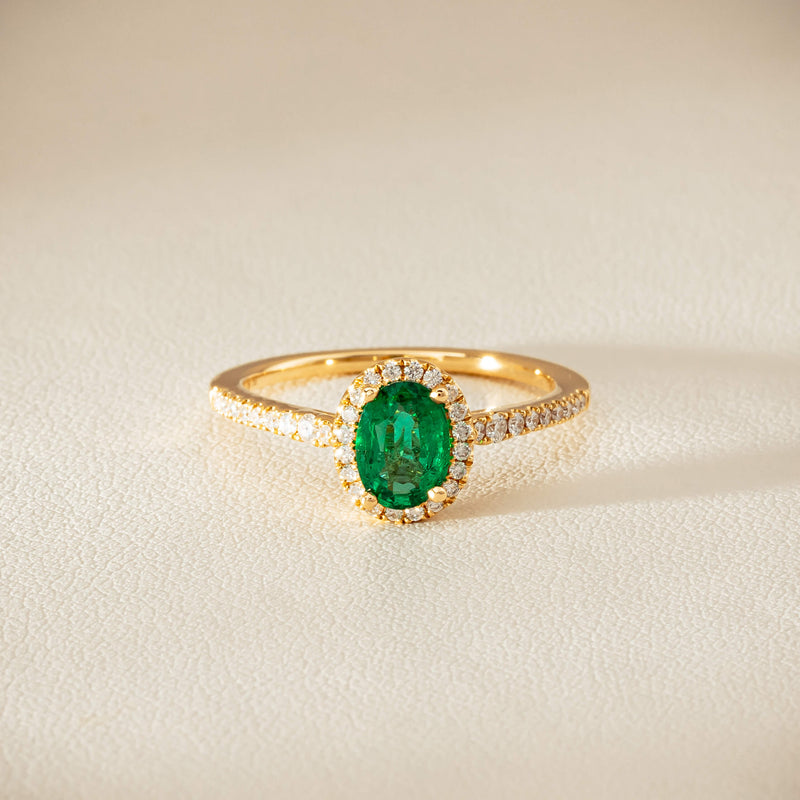 18ct Yellow Gold .72ct Emerald & Diamond Mini Sierra Ring - Ring - Walker & Hall