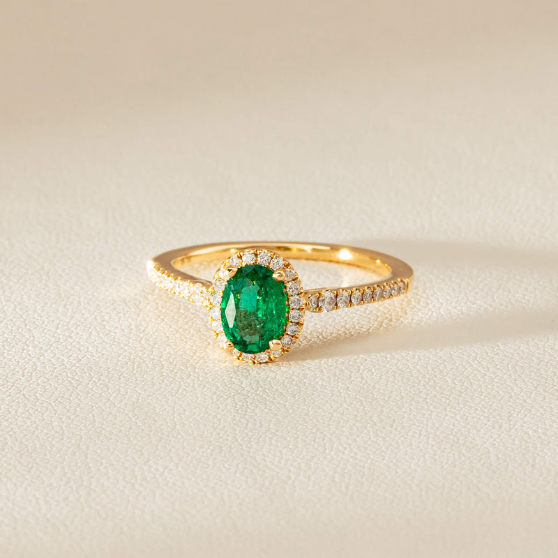 18ct Yellow Gold .72ct Emerald & Diamond Mini Sierra Ring - Ring - Walker & Hall