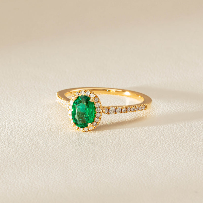 18ct Yellow Gold .72ct Emerald & Diamond Mini Sierra Ring - Ring - Walker & Hall