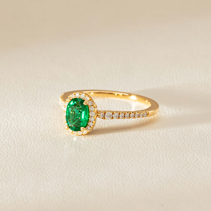 18ct Yellow Gold .72ct Emerald & Diamond Mini Sierra Ring - Ring - Walker & Hall