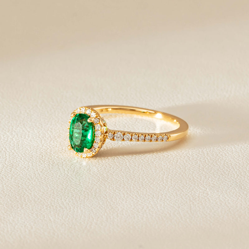 18ct Yellow Gold .72ct Emerald & Diamond Mini Sierra Ring - Ring - Walker & Hall