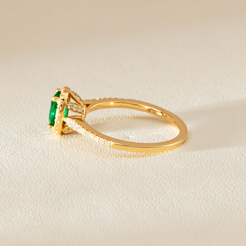 18ct Yellow Gold .72ct Emerald & Diamond Mini Sierra Ring - Ring - Walker & Hall