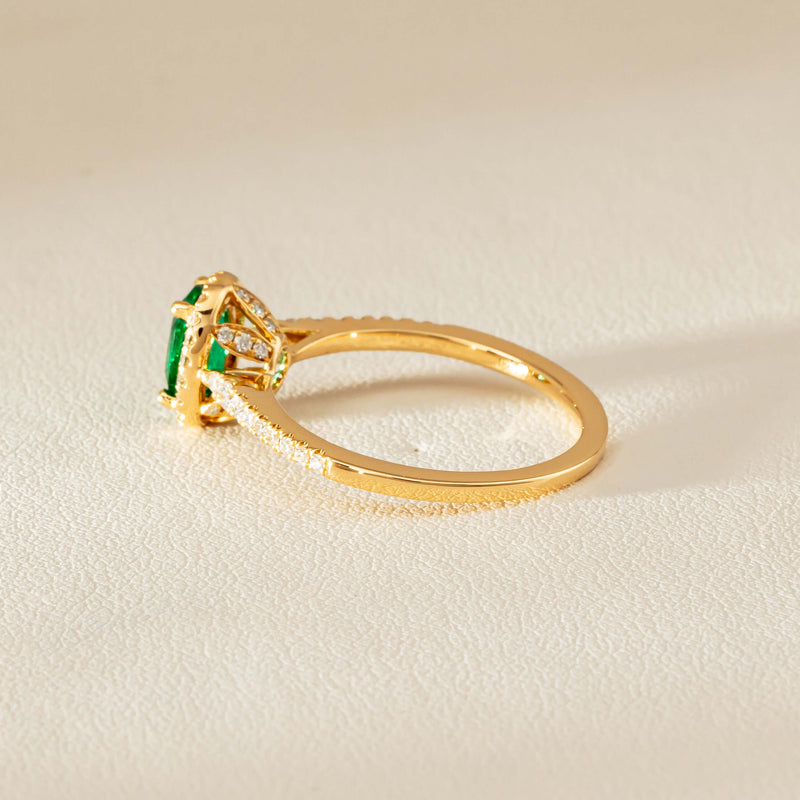 18ct Yellow Gold .72ct Emerald & Diamond Mini Sierra Ring - Ring - Walker & Hall