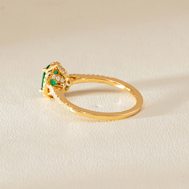 18ct Yellow Gold .72ct Emerald & Diamond Mini Sierra Ring - Ring - Walker & Hall