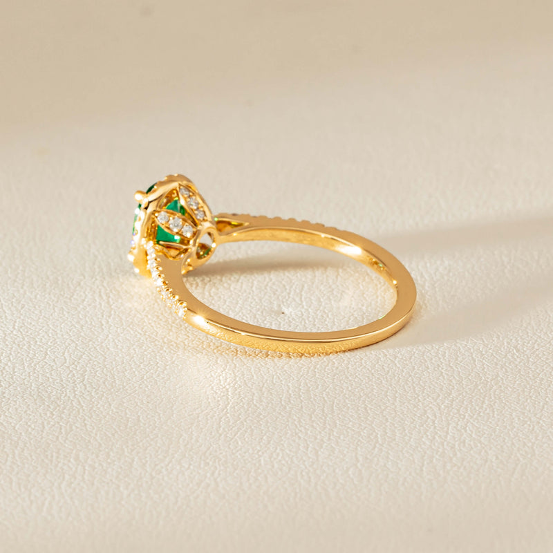 18ct Yellow Gold .72ct Emerald & Diamond Mini Sierra Ring - Ring - Walker & Hall