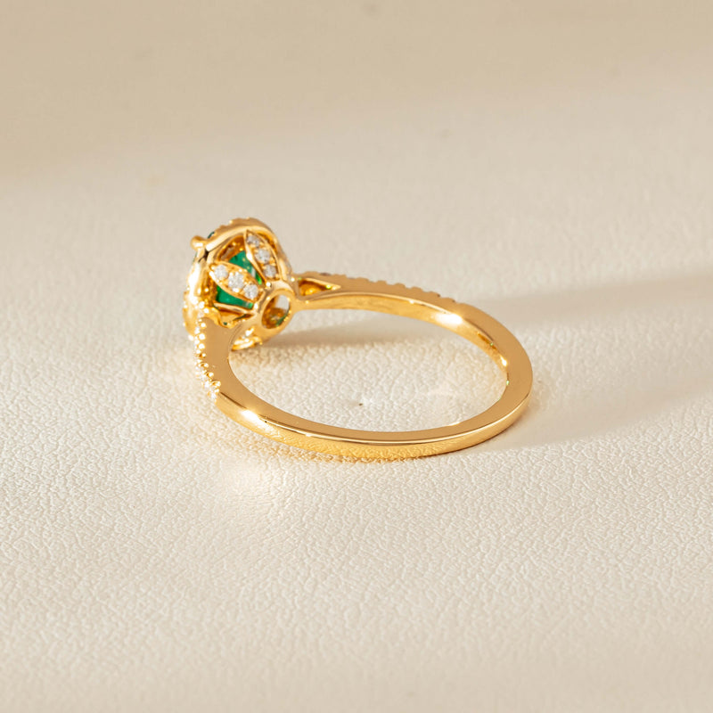 18ct Yellow Gold .72ct Emerald & Diamond Mini Sierra Ring - Ring - Walker & Hall