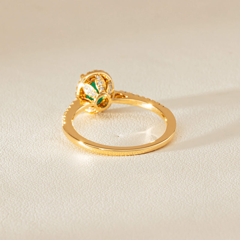 18ct Yellow Gold .72ct Emerald & Diamond Mini Sierra Ring - Ring - Walker & Hall