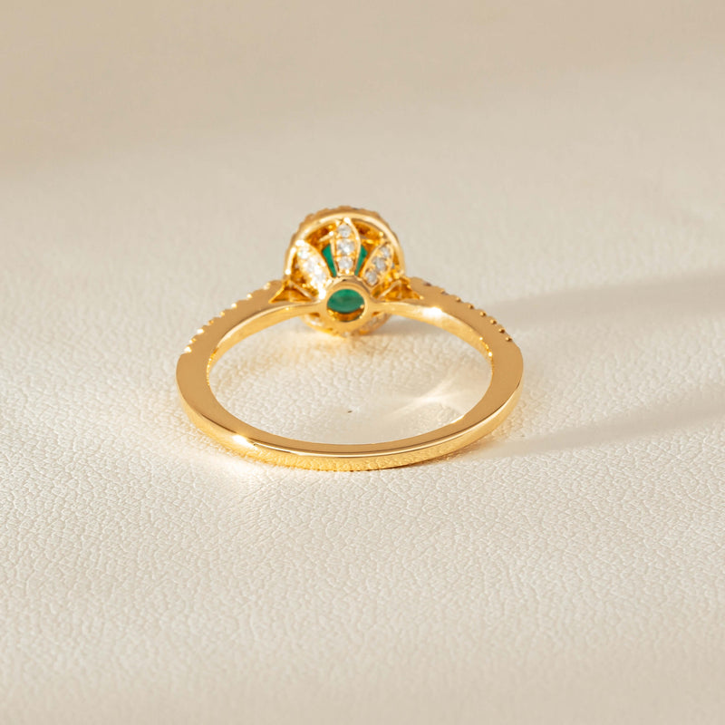 18ct Yellow Gold .72ct Emerald & Diamond Mini Sierra Ring - Ring - Walker & Hall