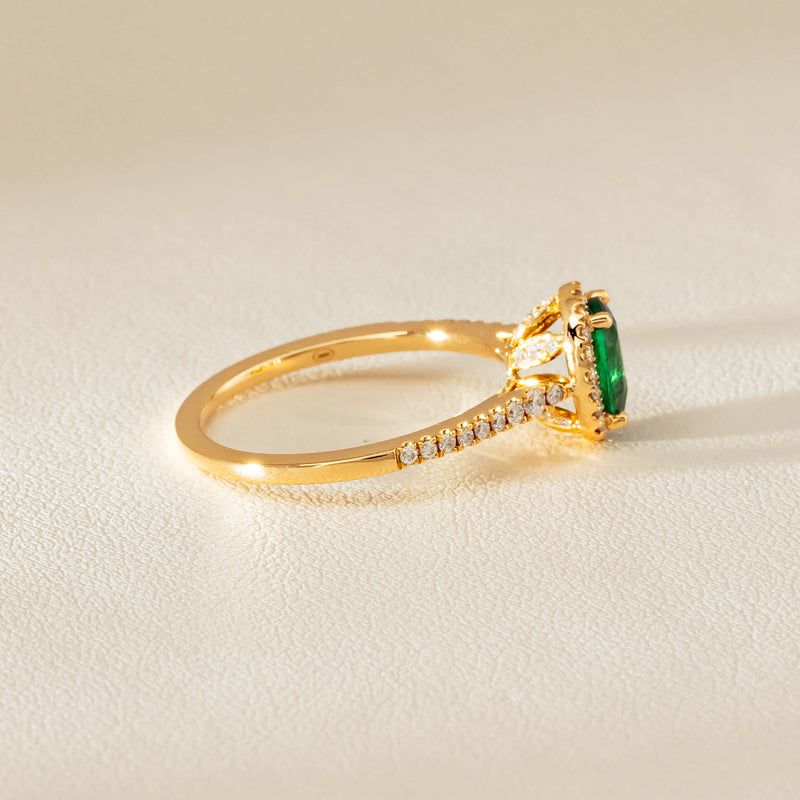 18ct Yellow Gold .72ct Emerald & Diamond Mini Sierra Ring - Ring - Walker & Hall