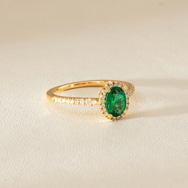 18ct Yellow Gold .72ct Emerald & Diamond Mini Sierra Ring - Ring - Walker & Hall