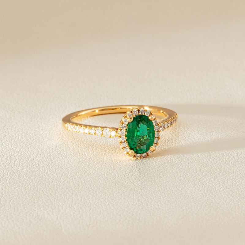 18ct Yellow Gold .72ct Emerald & Diamond Mini Sierra Ring - Ring - Walker & Hall