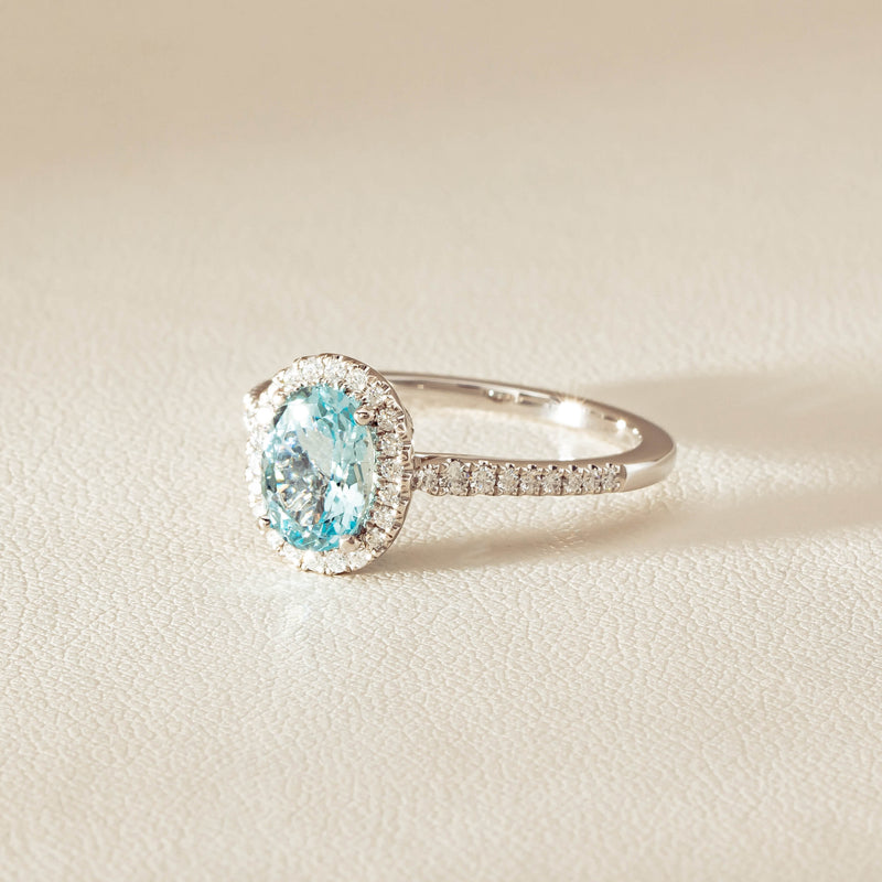 18ct White Gold 1.15ct Aquamarine & Diamond Sierra Ring - Ring - Walker & Hall