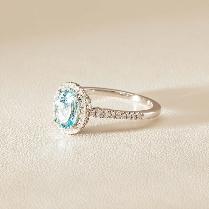 18ct White Gold 1.15ct Aquamarine & Diamond Sierra Ring - Ring - Walker & Hall