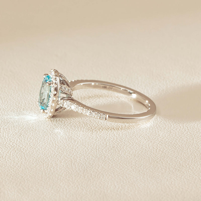 18ct White Gold 1.15ct Aquamarine & Diamond Sierra Ring - Ring - Walker & Hall