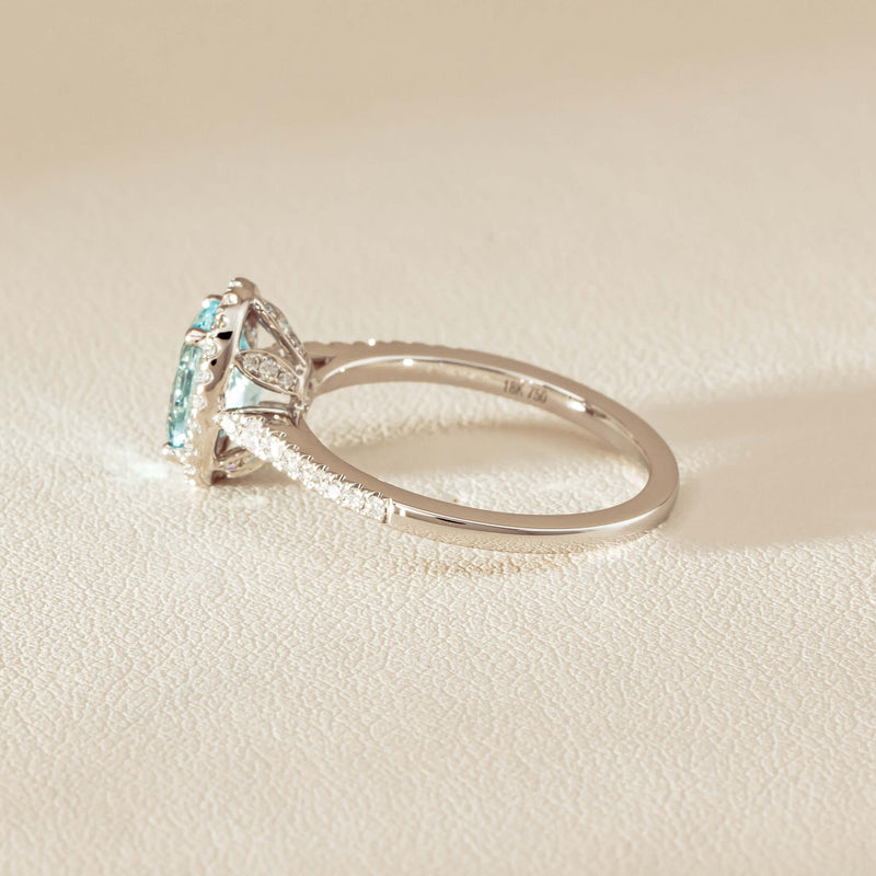 18ct White Gold 1.15ct Aquamarine & Diamond Sierra Ring - Ring - Walker & Hall