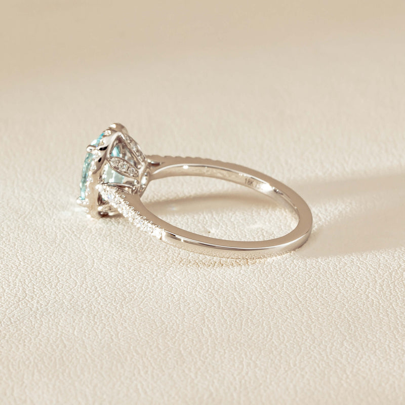 18ct White Gold 1.15ct Aquamarine & Diamond Sierra Ring - Ring - Walker & Hall