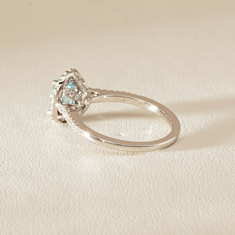18ct White Gold 1.15ct Aquamarine & Diamond Sierra Ring - Ring - Walker & Hall