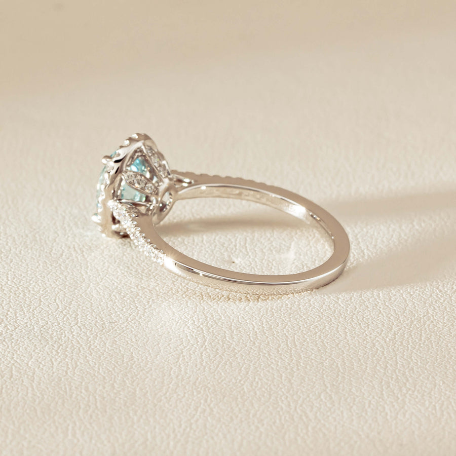 18ct White Gold 1.15ct Aquamarine & Diamond Sierra Ring - Ring - Walker & Hall