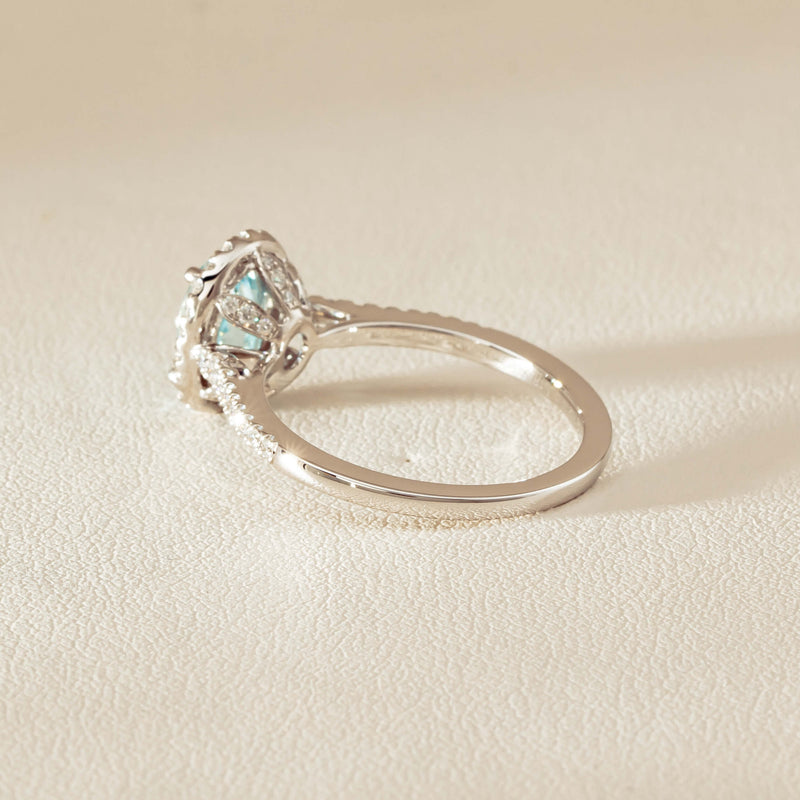 18ct White Gold 1.15ct Aquamarine & Diamond Sierra Ring - Ring - Walker & Hall