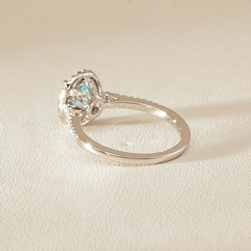 18ct White Gold 1.15ct Aquamarine & Diamond Sierra Ring - Ring - Walker & Hall