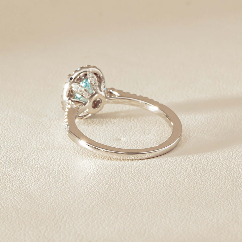 18ct White Gold 1.15ct Aquamarine & Diamond Sierra Ring - Ring - Walker & Hall