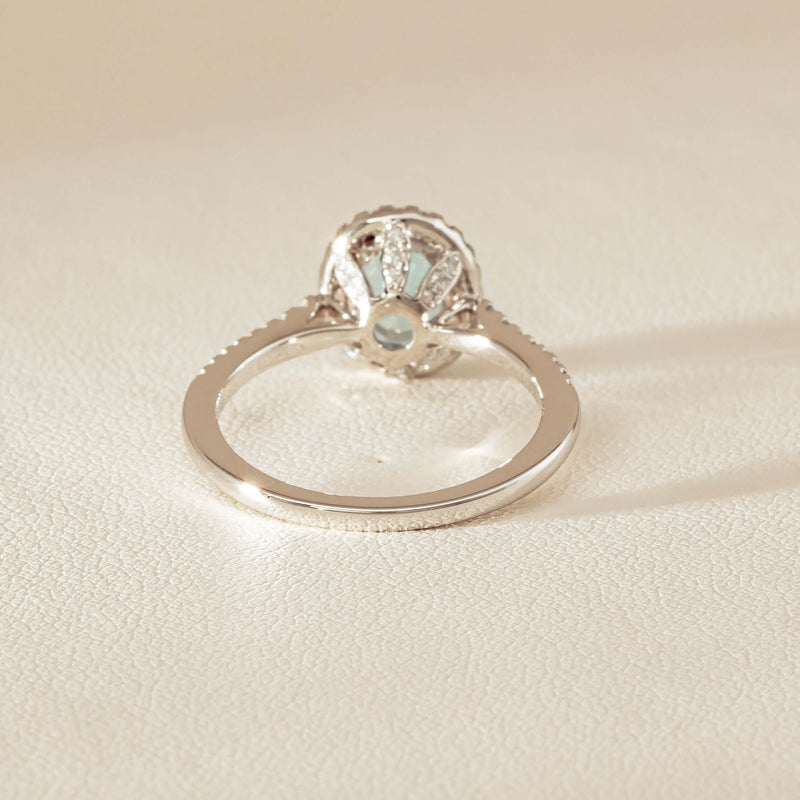 18ct White Gold 1.15ct Aquamarine & Diamond Sierra Ring - Ring - Walker & Hall