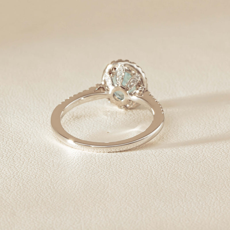 18ct White Gold 1.15ct Aquamarine & Diamond Sierra Ring - Ring - Walker & Hall