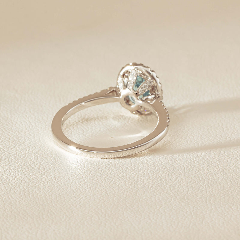 18ct White Gold 1.15ct Aquamarine & Diamond Sierra Ring - Ring - Walker & Hall