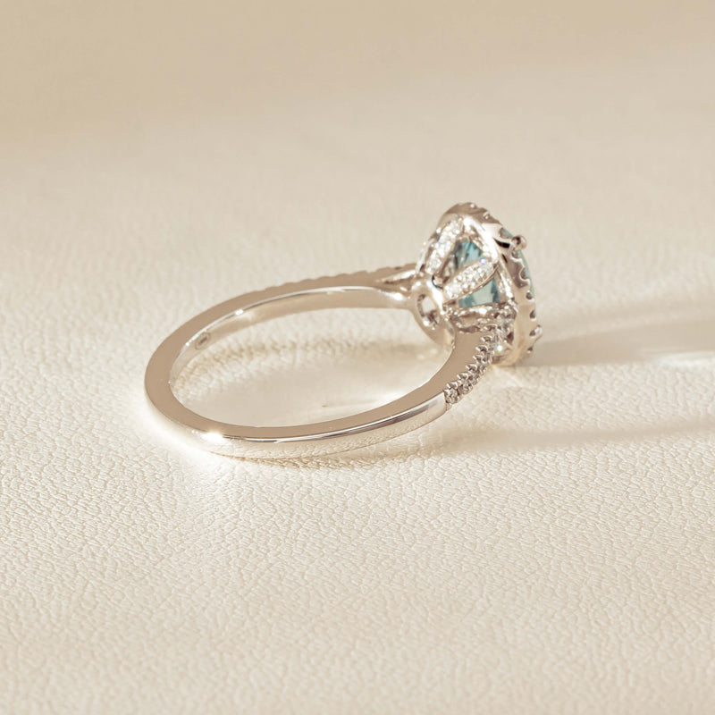 18ct White Gold 1.15ct Aquamarine & Diamond Sierra Ring - Ring - Walker & Hall