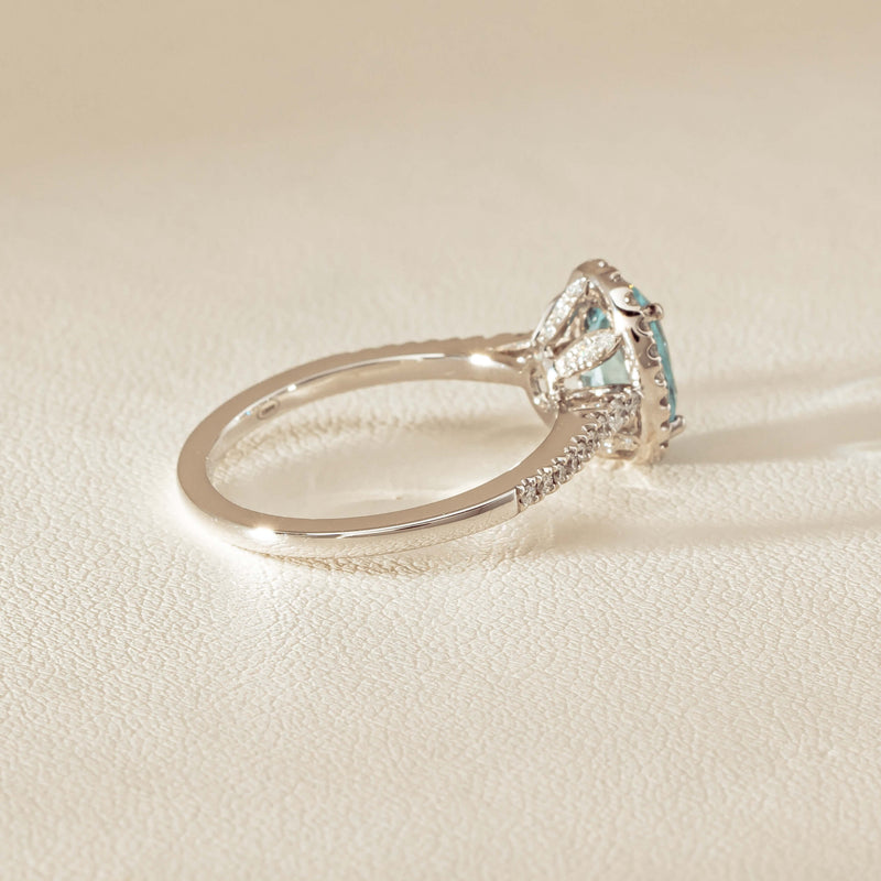 18ct White Gold 1.15ct Aquamarine & Diamond Sierra Ring - Ring - Walker & Hall