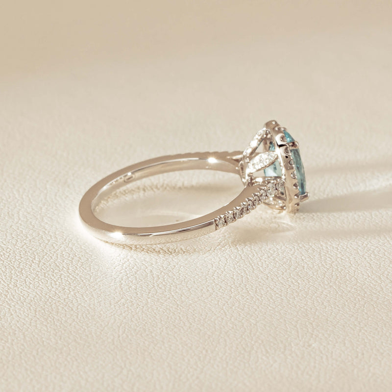 18ct White Gold 1.15ct Aquamarine & Diamond Sierra Ring - Ring - Walker & Hall