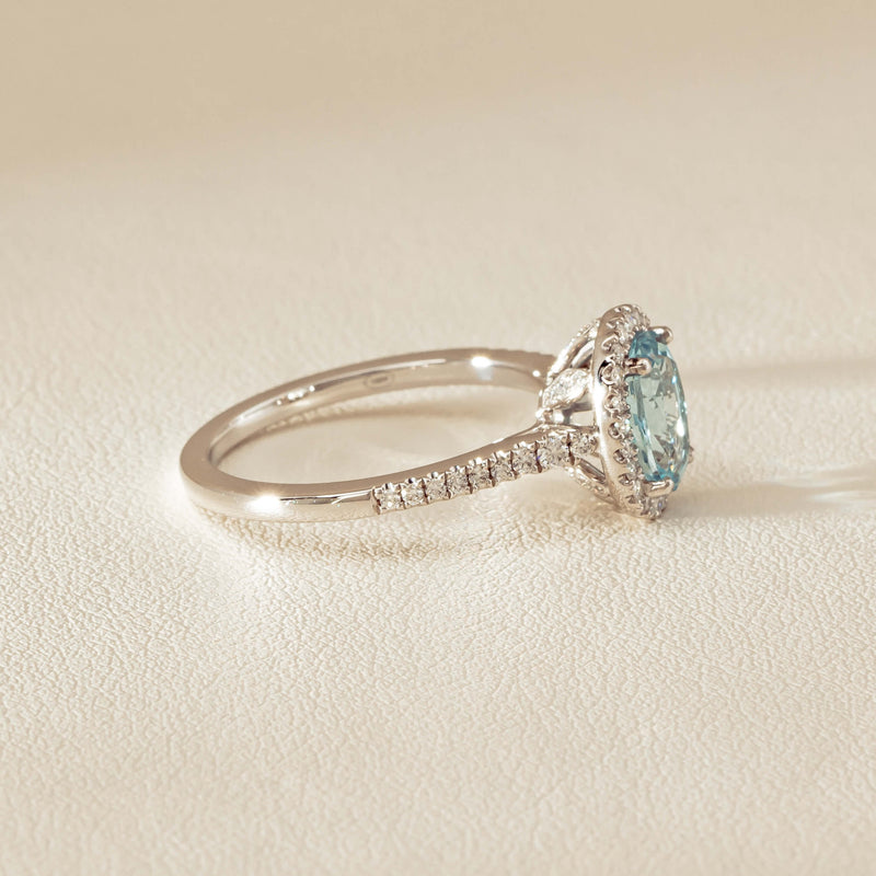 18ct White Gold 1.15ct Aquamarine & Diamond Sierra Ring - Ring - Walker & Hall